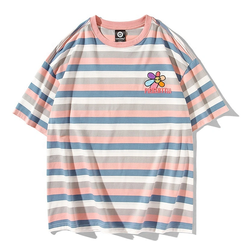 2020 Summer mini Daisy embroidered round collar for instagram popular logo rainbow lovers T-shirt