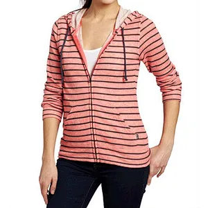 Custom design ladies zip up slim fit hoodie knitted wear supplier in China