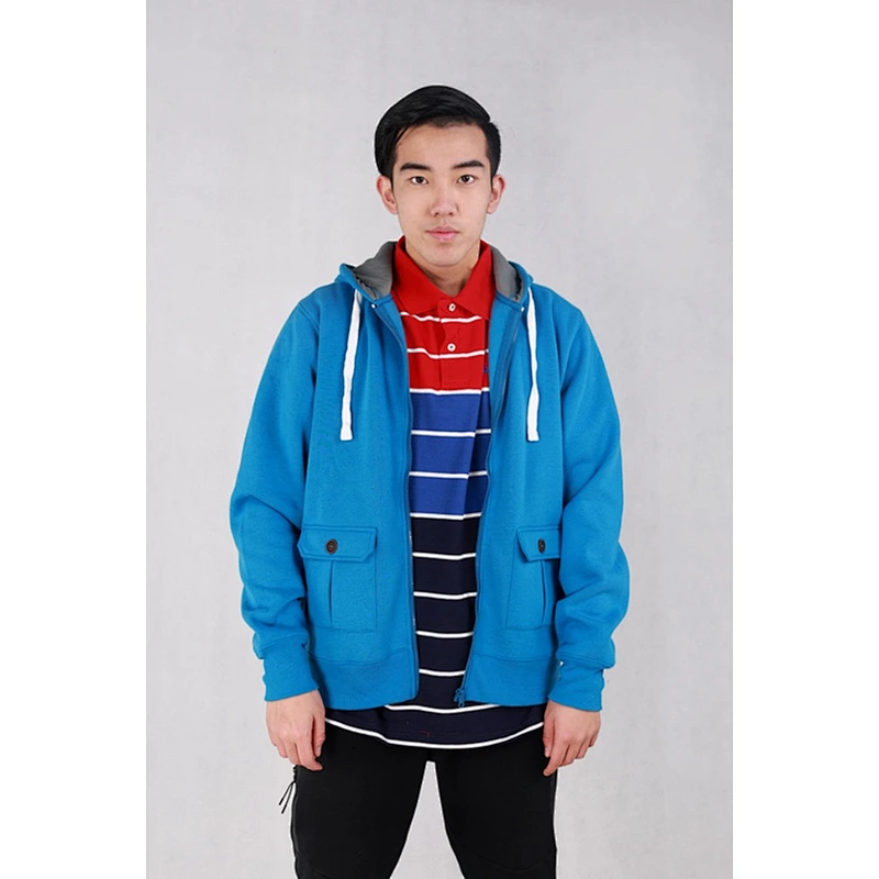 High quality custom full-zipper men fleece jacket with hood