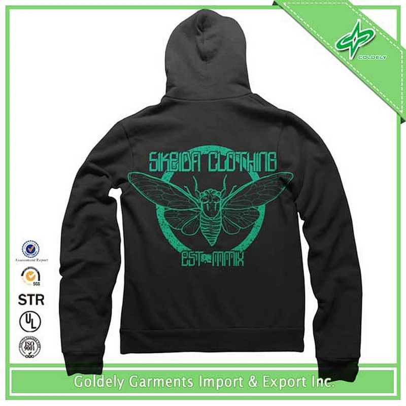Solid Color Long Sleeve Cut Embroidered Logo Chinese Style Hoodies