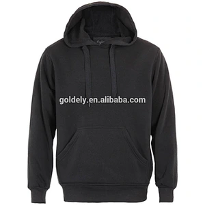 2017 custom made cotton pullover plain black hoodies