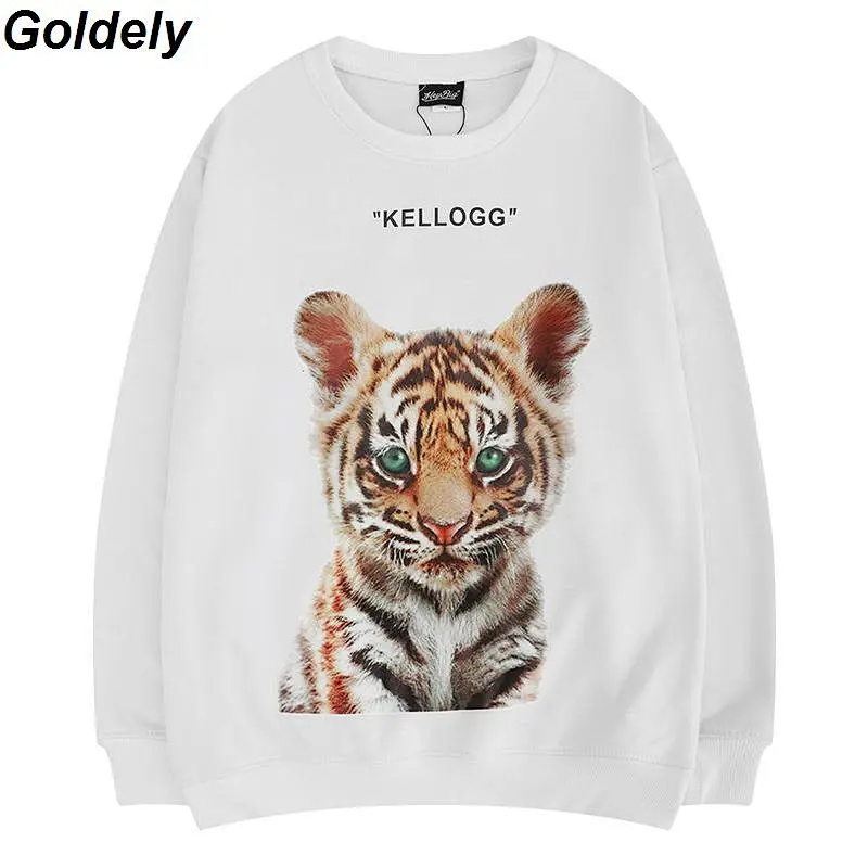 Round neck white popular printed logo Mens Hoodie Sweater
