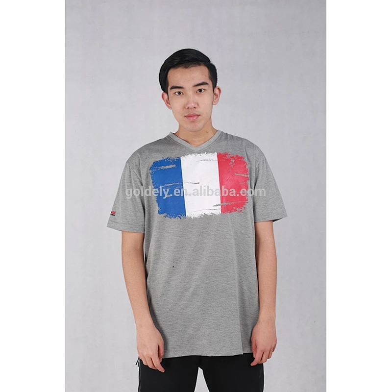 basic t-shirt 160g CVC cotton/polyester fabric with radium print wholesales