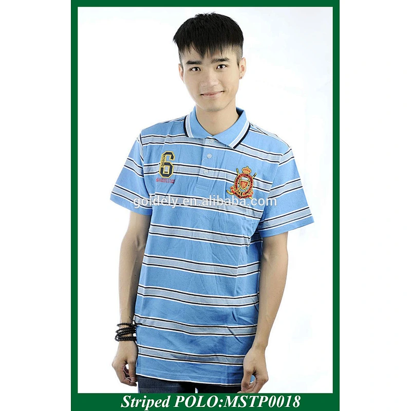 High quality embroidery kids striped polo shirt