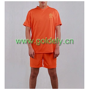 Hi vis orange/yellow quick dry 100% polyester men sport suit T shirts