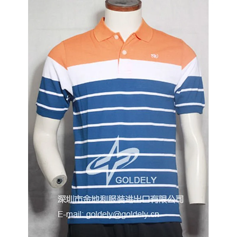 No embroidery stripe polo sports T-shirt for men's