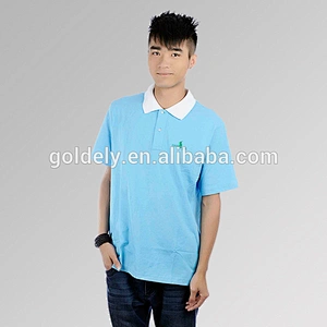 customized bright men polo shirt turquoise color