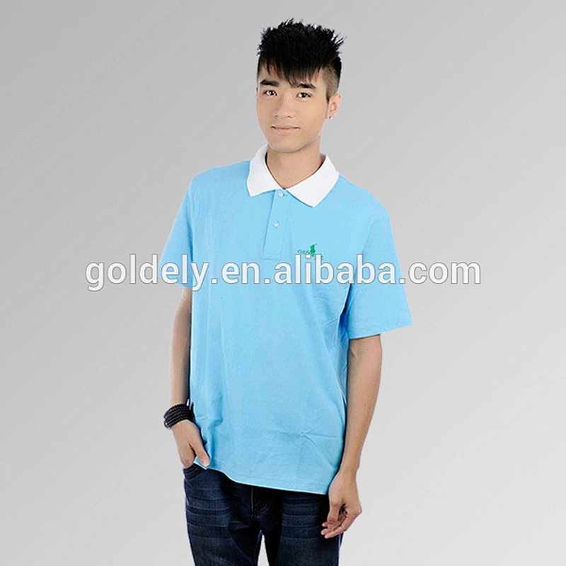 customized bright men polo shirt turquoise color