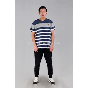 basic t-shirt 160g CVC cotton/polyester fabric with radium print wholesales