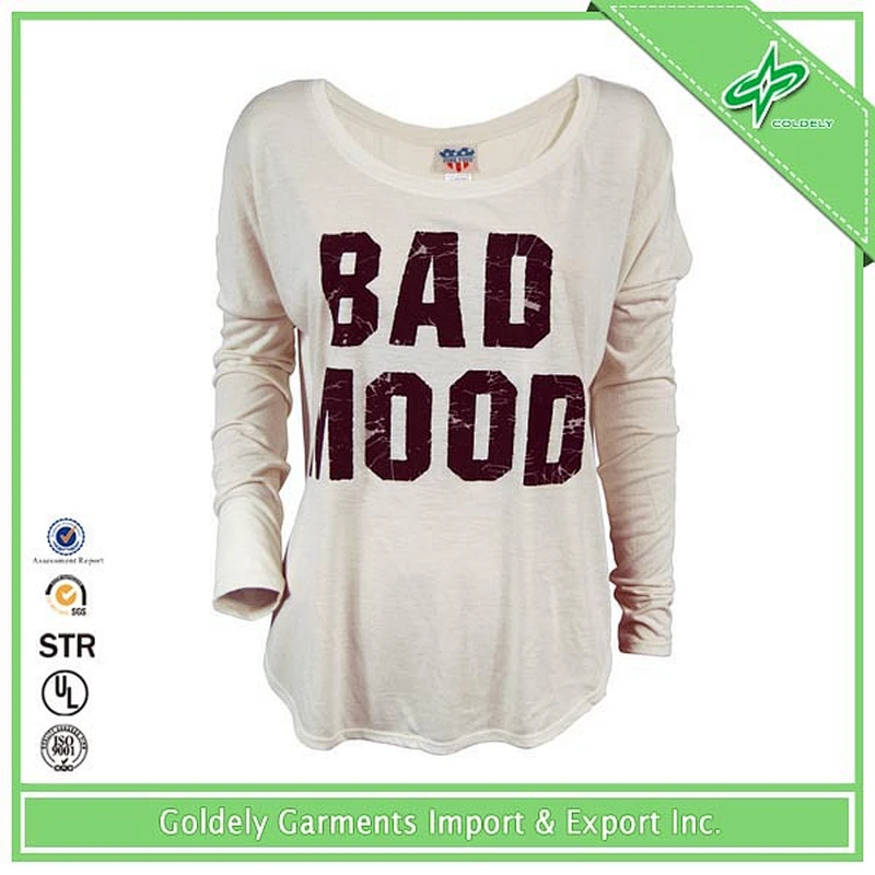 2014 High quality casual custom women long sleeve t-shirt