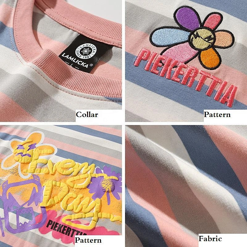 2020 Summer mini Daisy embroidered round collar for instagram popular logo rainbow lovers T-shirt