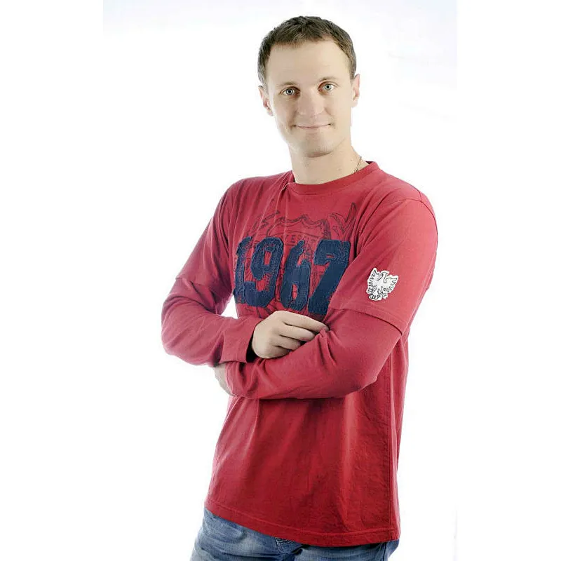 long sleeve men's soft t shirt with 100% cotton