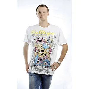 popular cartoon design men's soft full printing T-shirt