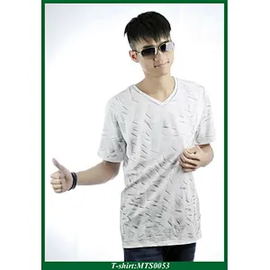 white v-neck men's t shirt with high quality custom t shirt