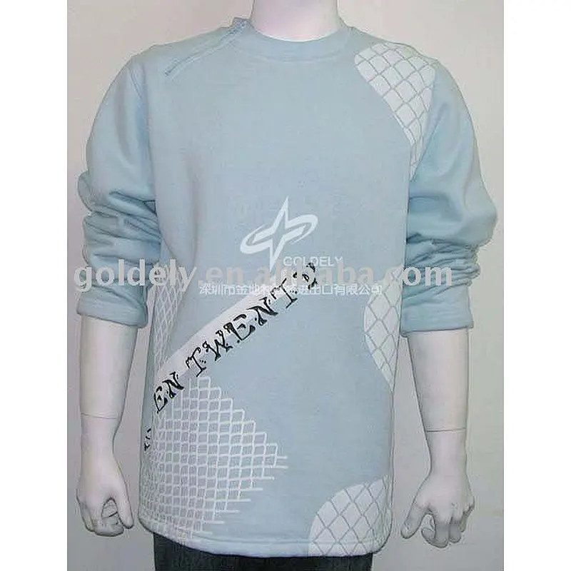 Mens printing round neck fleece sweater