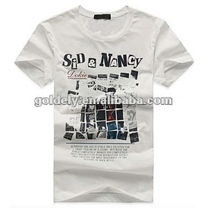 wholesale white printed men's t-shirt 100% cotton