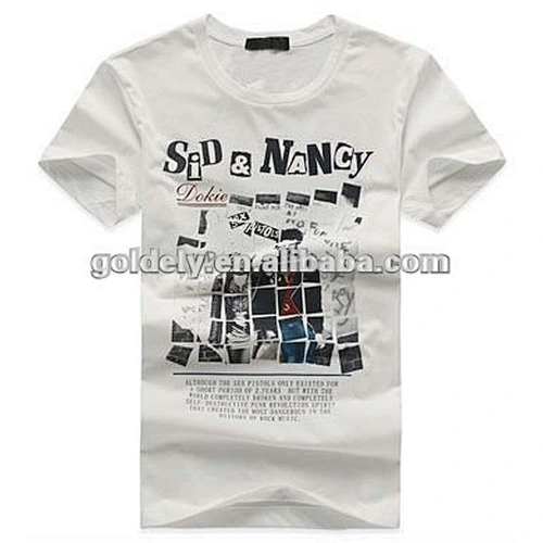 wholesale white printed men's t-shirt 100% cotton