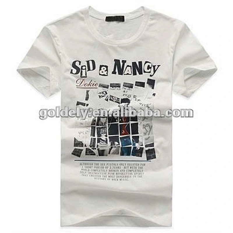wholesale white printed men's t-shirt 100% cotton