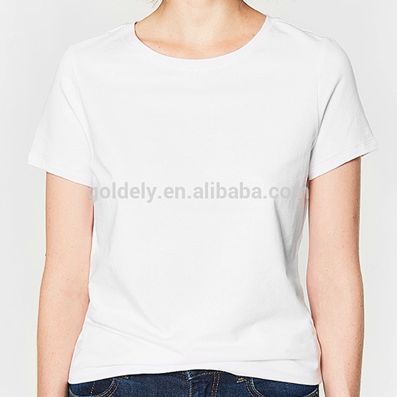 Basic classic style slim fit casual plain bottoming lady rib t shirts