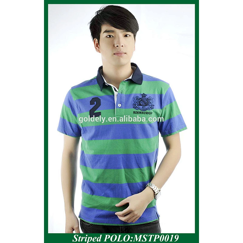 custom summer design cheap striped polo shirts