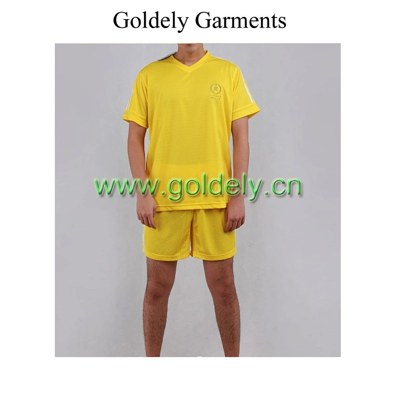 Hi vis orange/yellow quick dry 100% polyester men sport suit T shirts