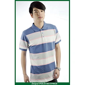 Custom Cotton men's engineering stripe polo shirt