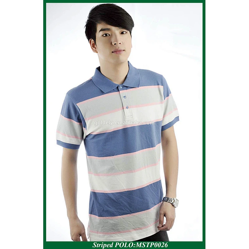 Custom Cotton men's engineering stripe polo shirt