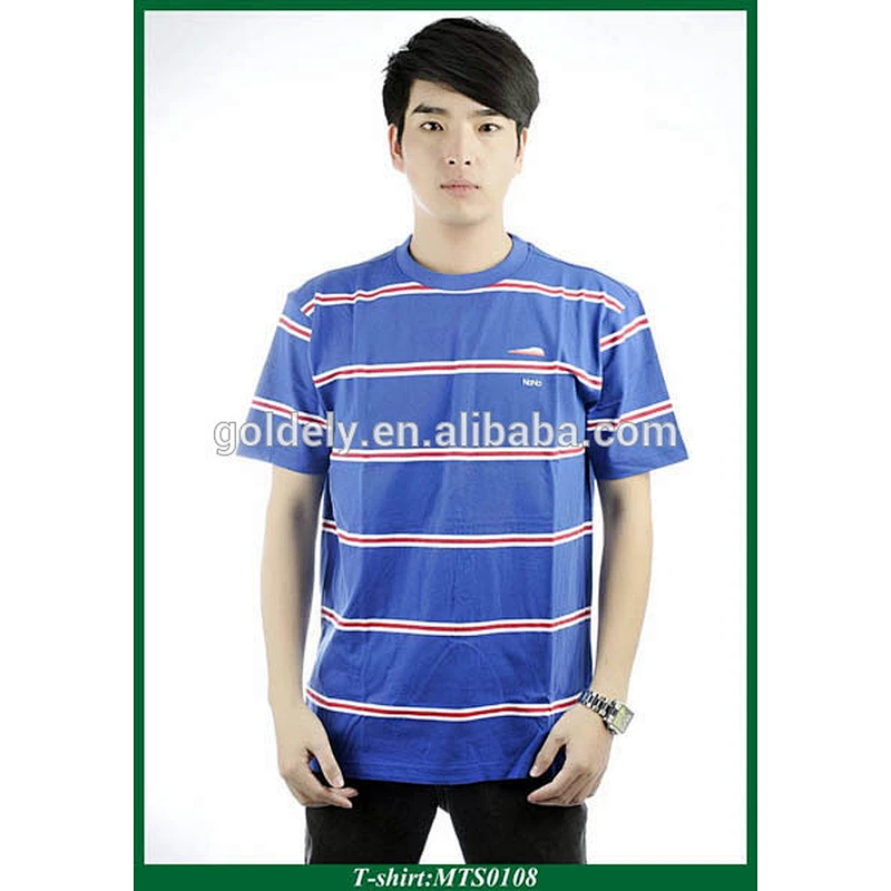 China wholesale custom man clothes striped cotton t shirt