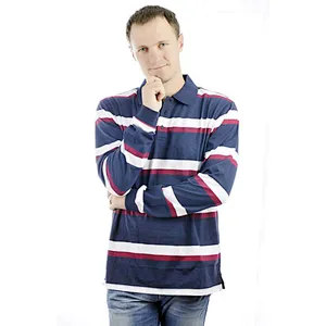 Yarn dye long sleeve men's golf T-shirt with free sample