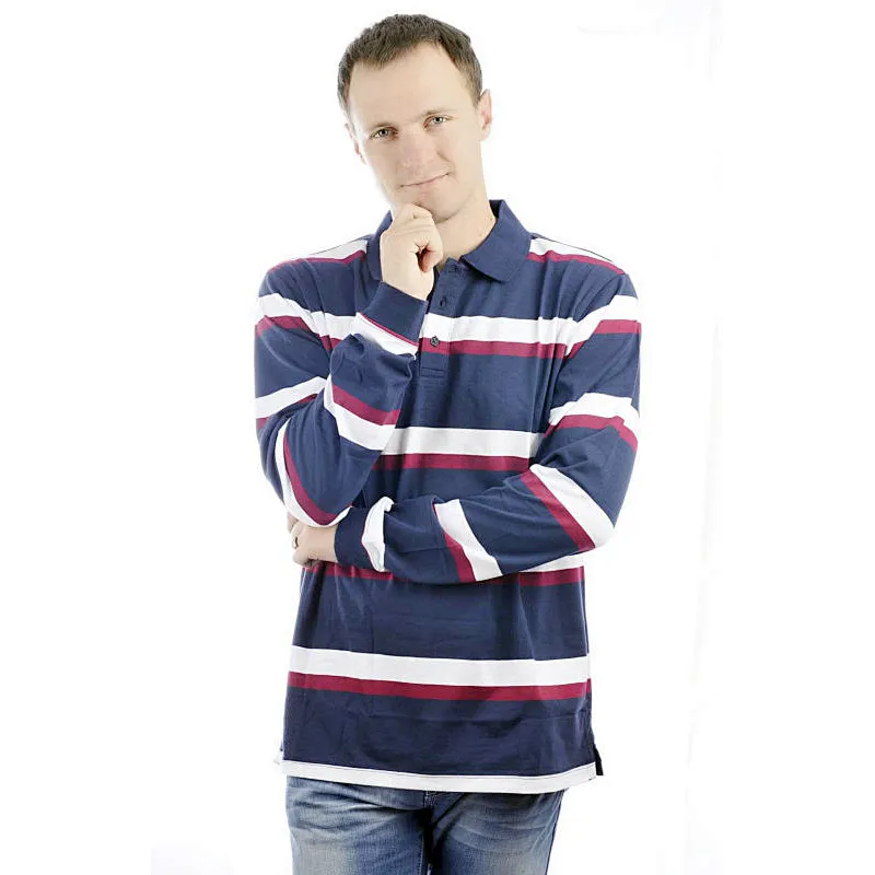 Yarn dye long sleeve men's golf T-shirt with free sample