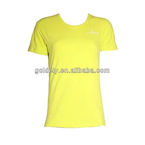 wholesale ladies short sleeve plain yellow tshirt,without printing