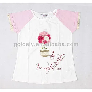 Girls Blans Ruffle Sleeve Cotton T Shirt with Print