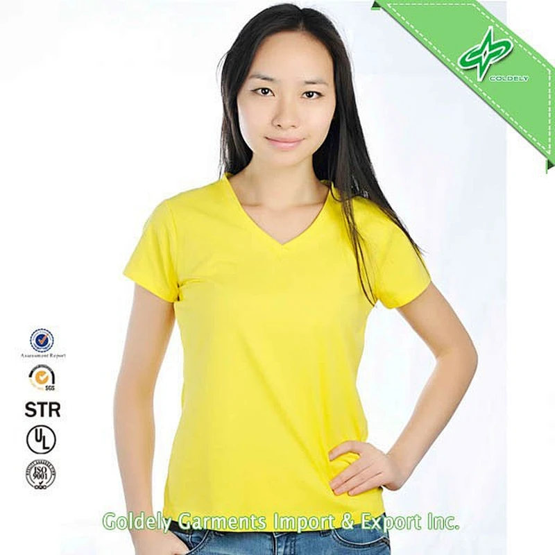 Funny Printed Short Sleeve Cotton Women V-neck T-shirt