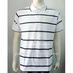 stripe men's golf t shirt with pique fabric