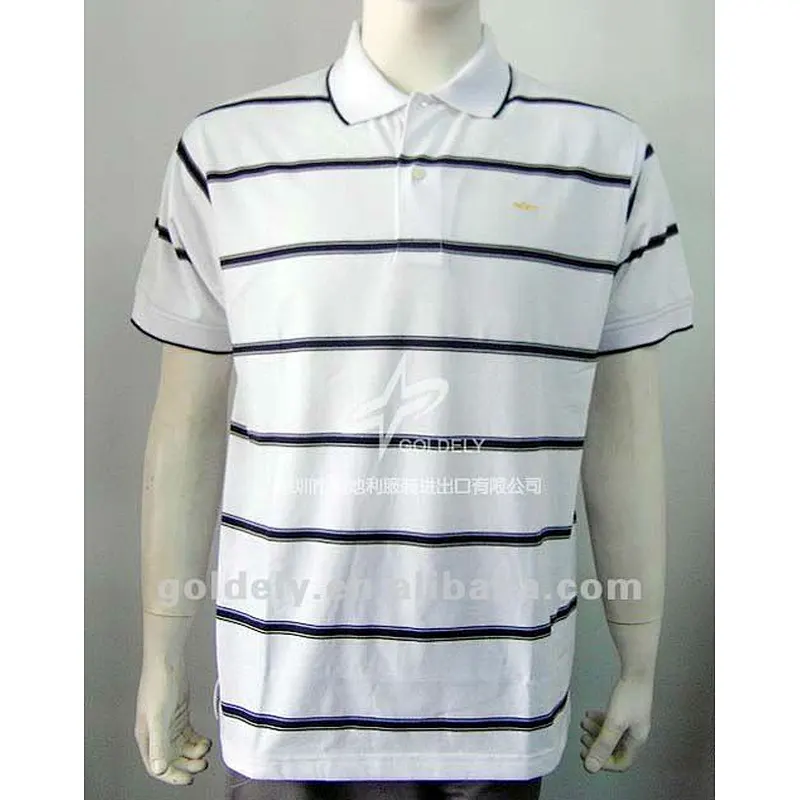 stripe men's golf t shirt with pique fabric