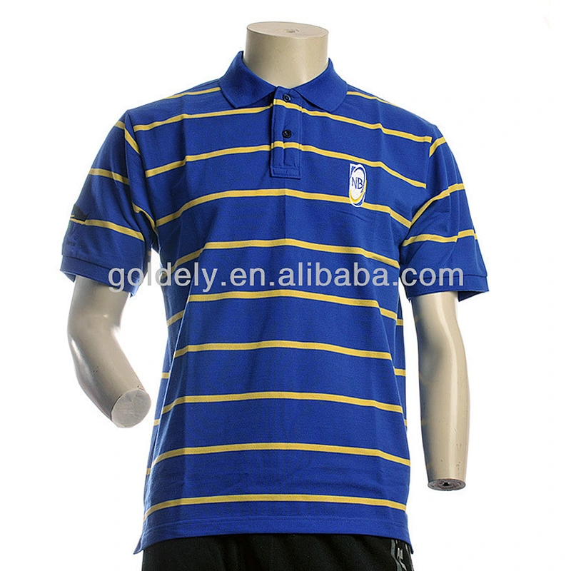 custom blue white stripe polo shirt design wholesale