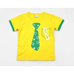 2014 Fashion Cotton Children T-shirt O-neck Yellow Child T-shirt With Cute Logo Front