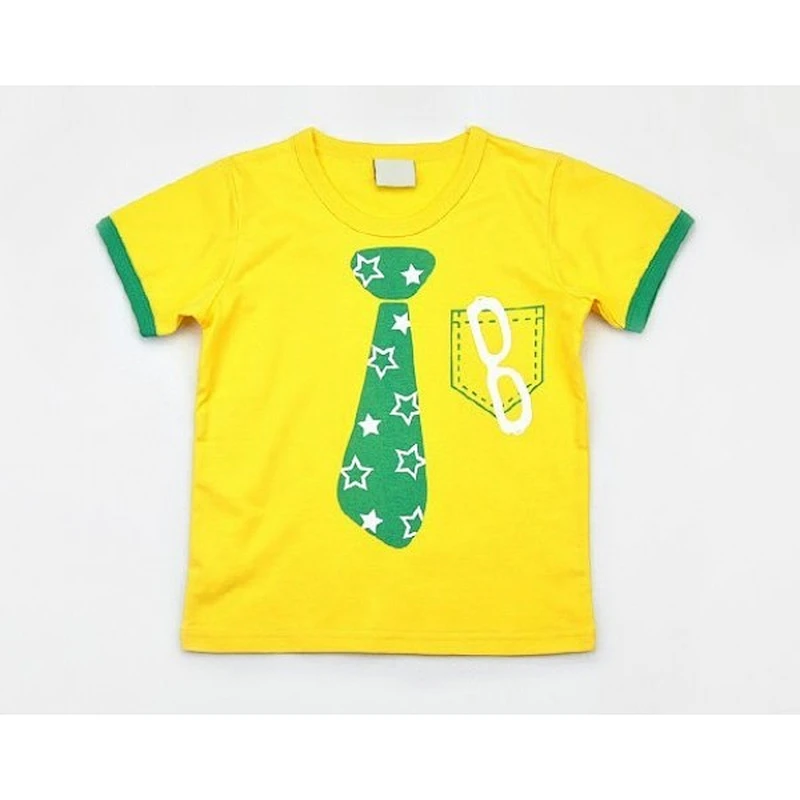 2014 Fashion Cotton Children T-shirt O-neck Yellow Child T-shirt With Cute Logo Front