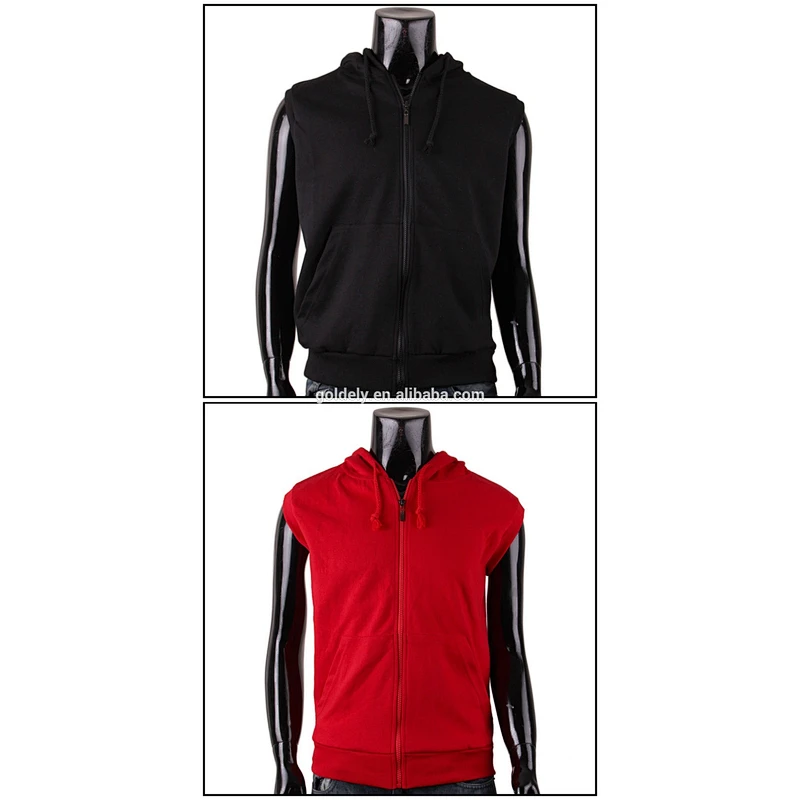 men's summer hoodie without sleeves 100%polyester for promotion