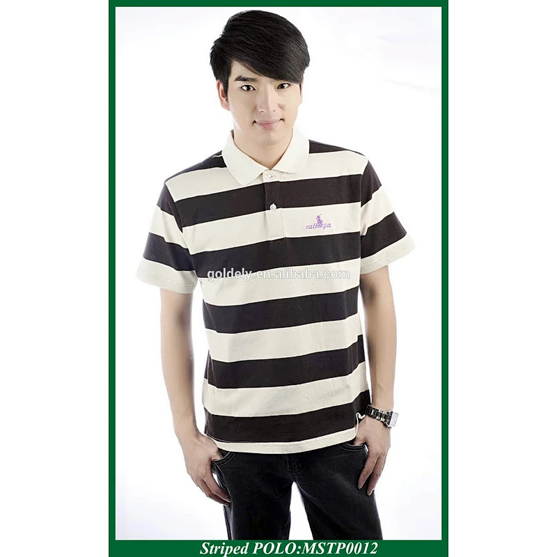 Handsome nice quality men's blue white stripe polo shirt