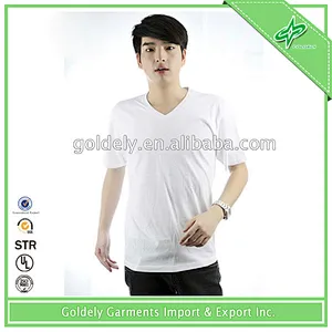 Wholesale 100% Cotton Blank White V-neck T-shirts For Men