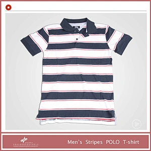 Wholesale Custom Casual Color Strip Front Logo Mens Slim Polo Shirt
