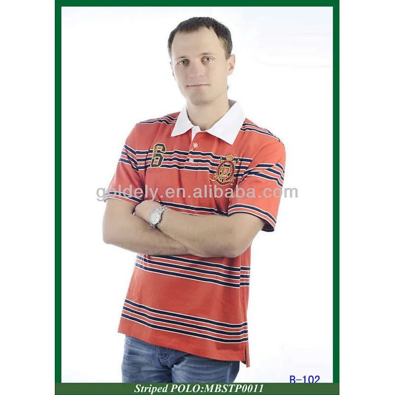 singal jersey stripe men's polo t shirt with free sample