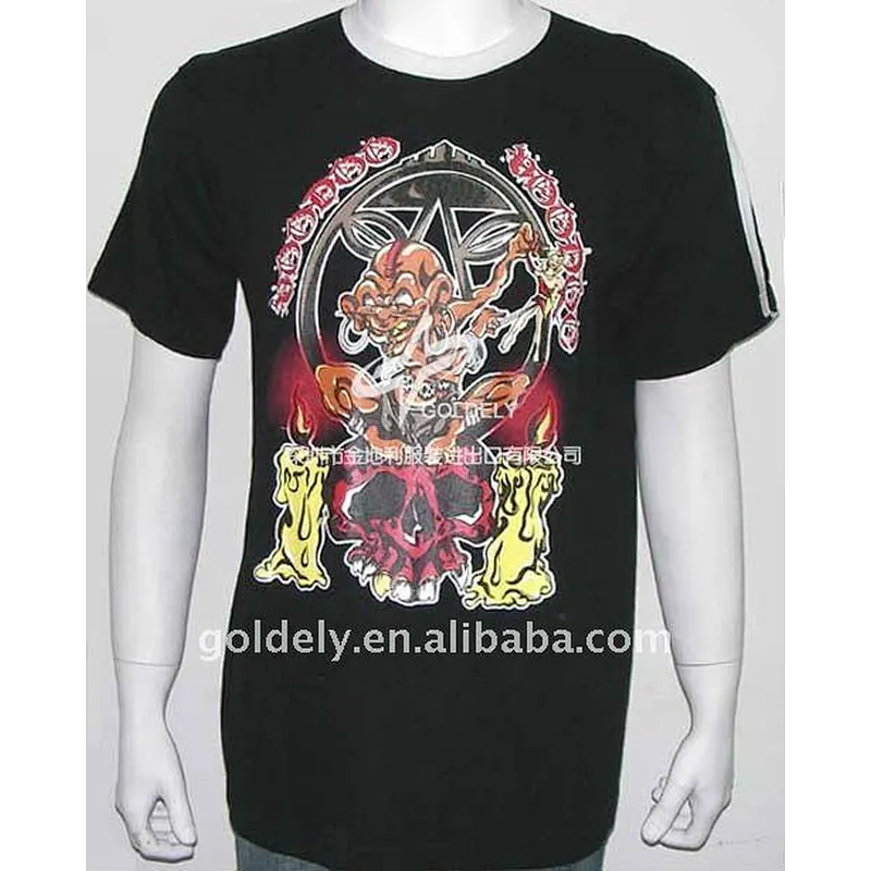 Cotton mens balck printed custom t shirts