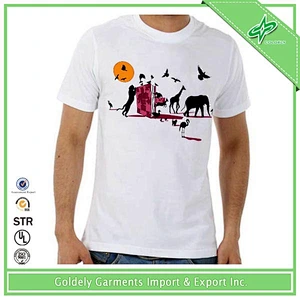 2014 wholesale simple fashion design pure cotton white print man tshirt