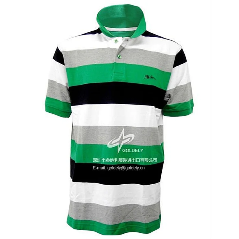 Y/D stripe golf men's t shirt with free sample