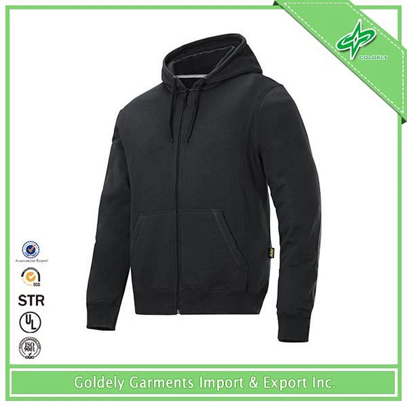 Custom Your Own Name Brand Zipper Hoodie Black for Men