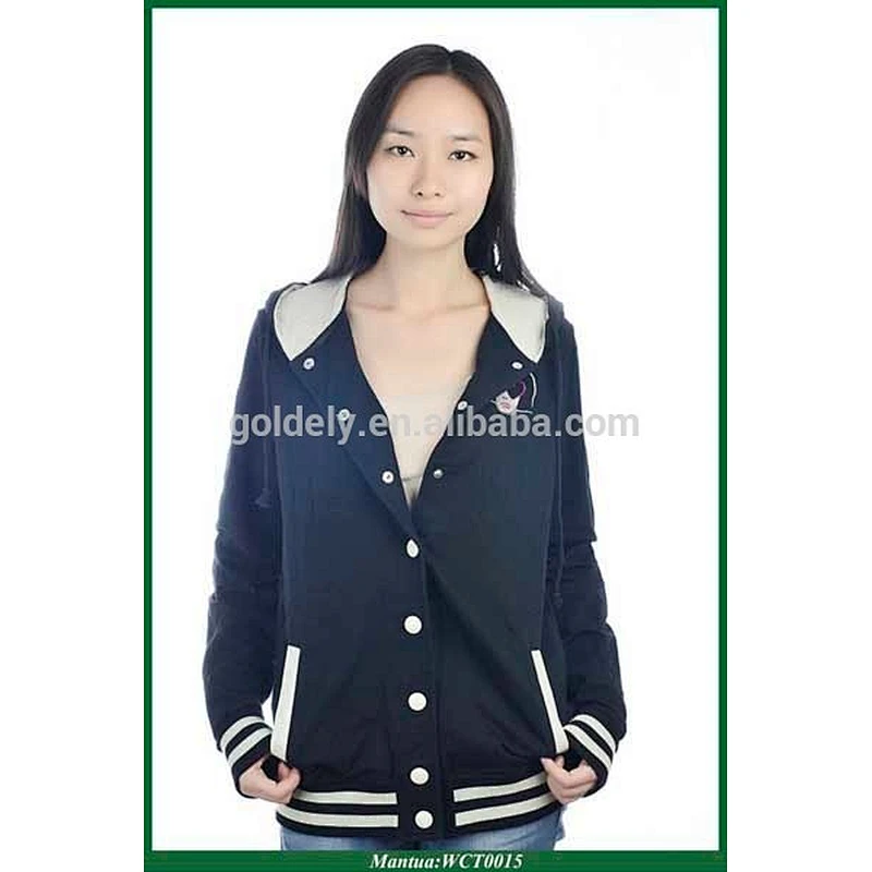 Fashion unique baseball coat fleece jacket for women
