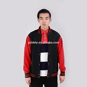 top selling cotton wholesale cheap black and red baseball uniform jacket
