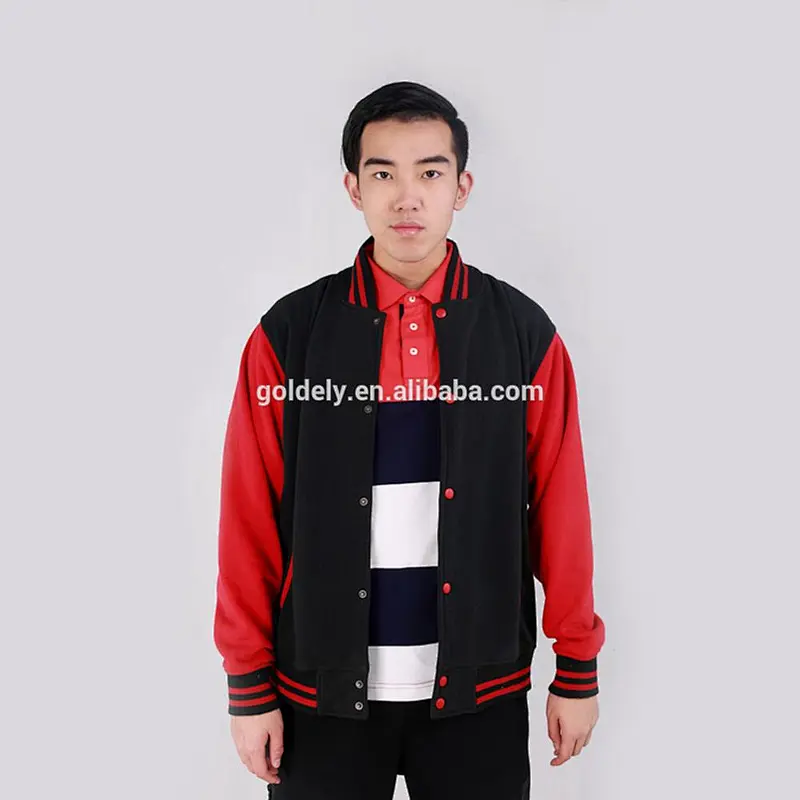 top selling cotton wholesale cheap black and red baseball uniform jacket